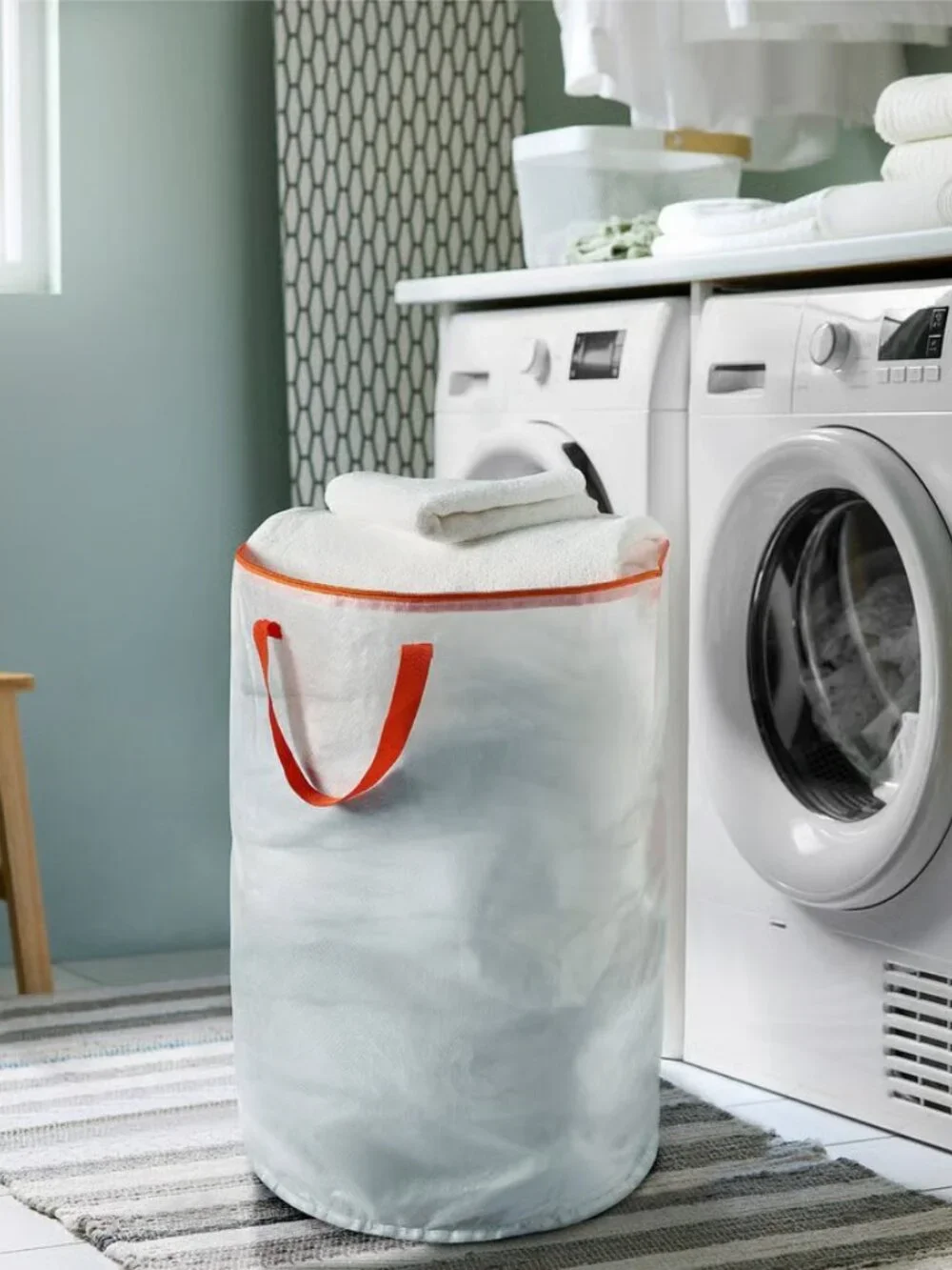 Set of 2 IKEA PARKLA Zippered Laundry Bags with Handles (18 Gal) Moving Hamper